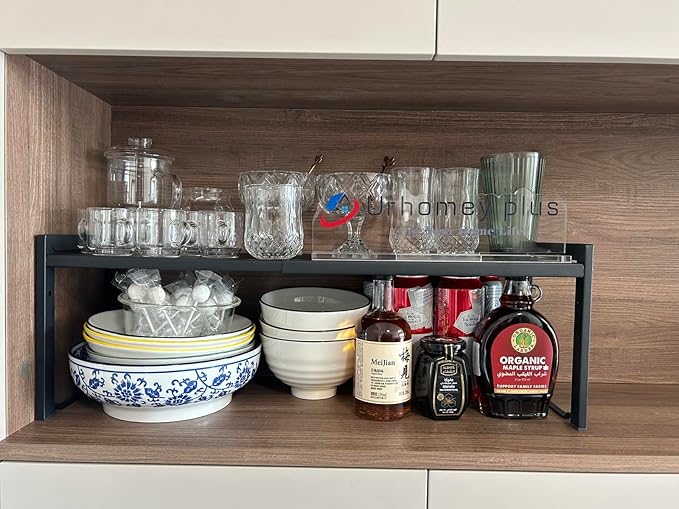 2 Pack Expandable Cabinet Shelf Organizer 16-26" L Stackable Kitchen Cou...