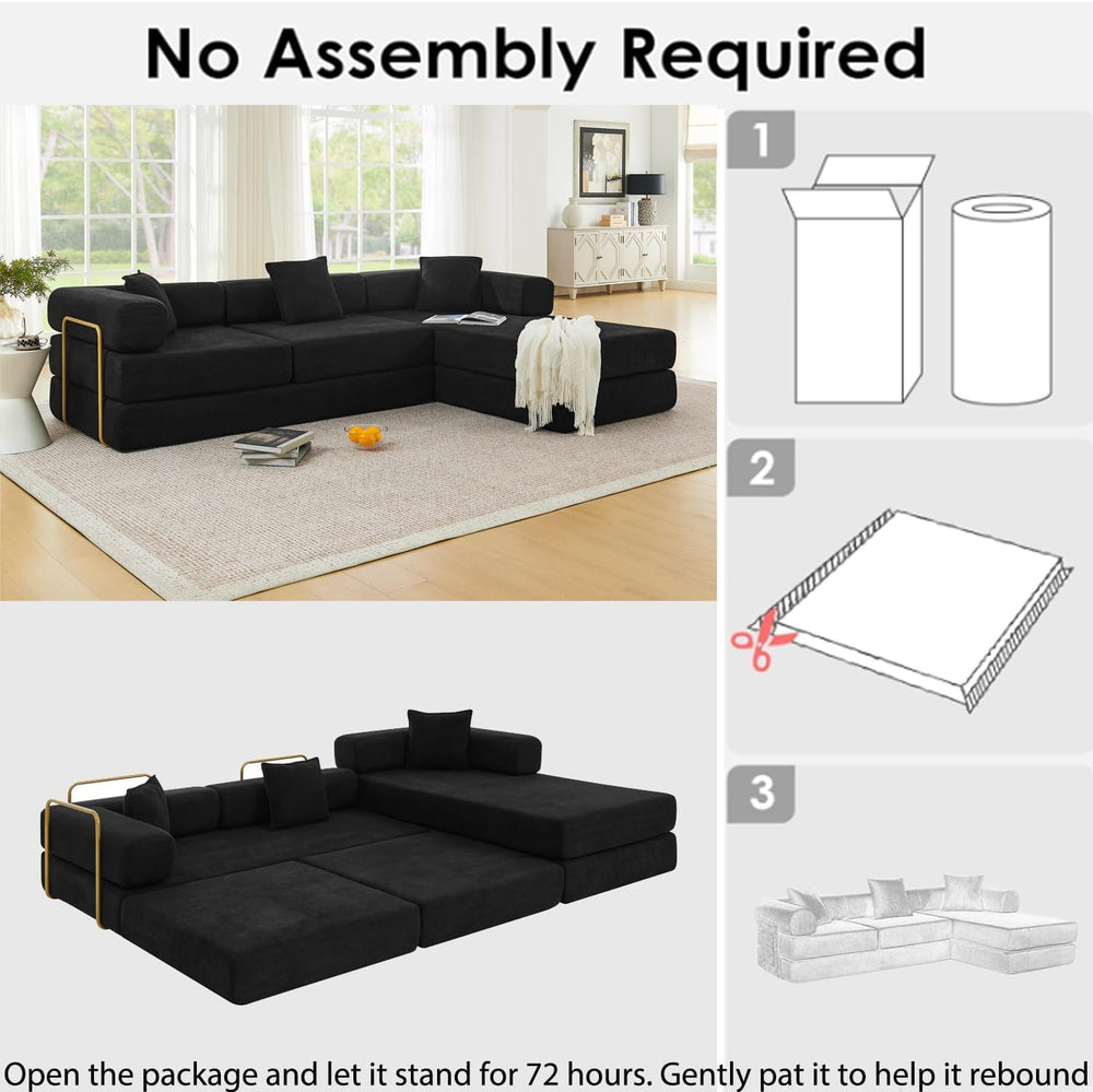 HANXIN 108'' Futon Sleeper Sofa Bed, Boneless Couch for Living Room, ...