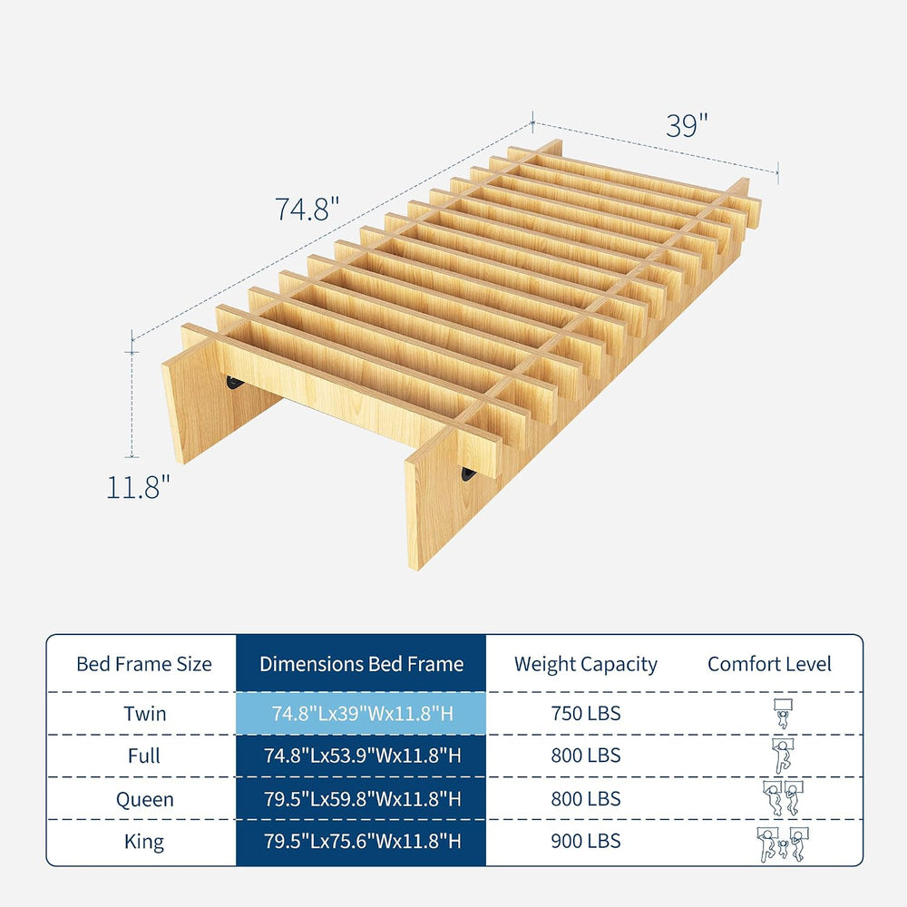 Garvee Twin Size Wood Platform Bed Frame - Easy Assembly in Minutes