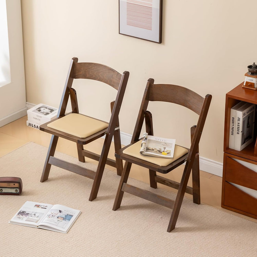 Wooden Folding Chair, Classic-Fruit Wood Color, Set of 4