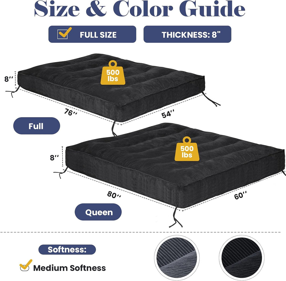 JUIKURY 8" Futon Mattress Full Size, Thick Futons Sofa Couch Bed Sleeper...