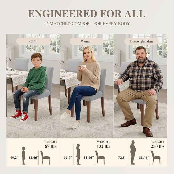 Dining Chairs Set of 4, Modern Dining Room Chairs with Wooden Legs, Upholster...
