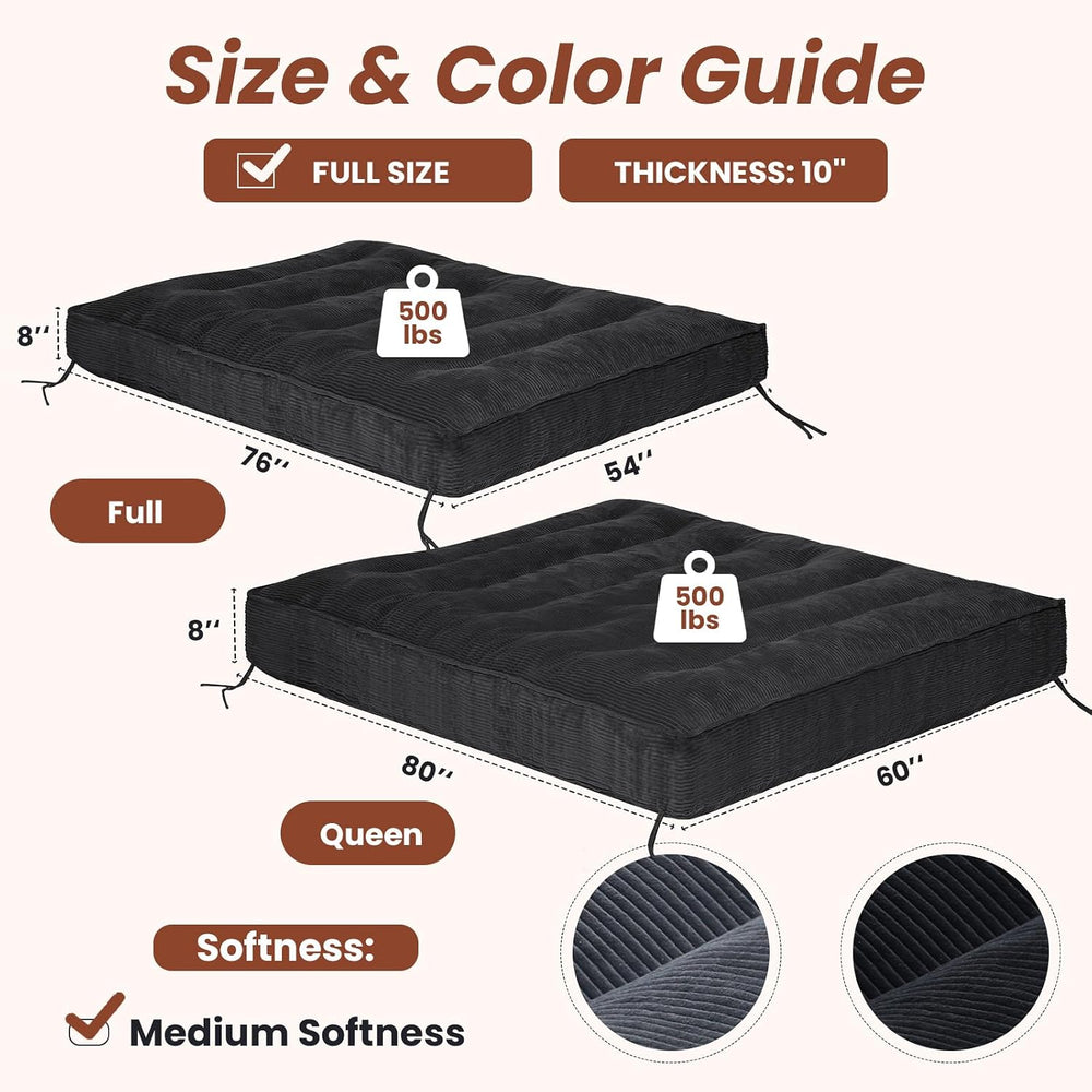 8" Futon Mattress Queen Size,Futons Sofa Couch Bed with Straps, Thick Co...