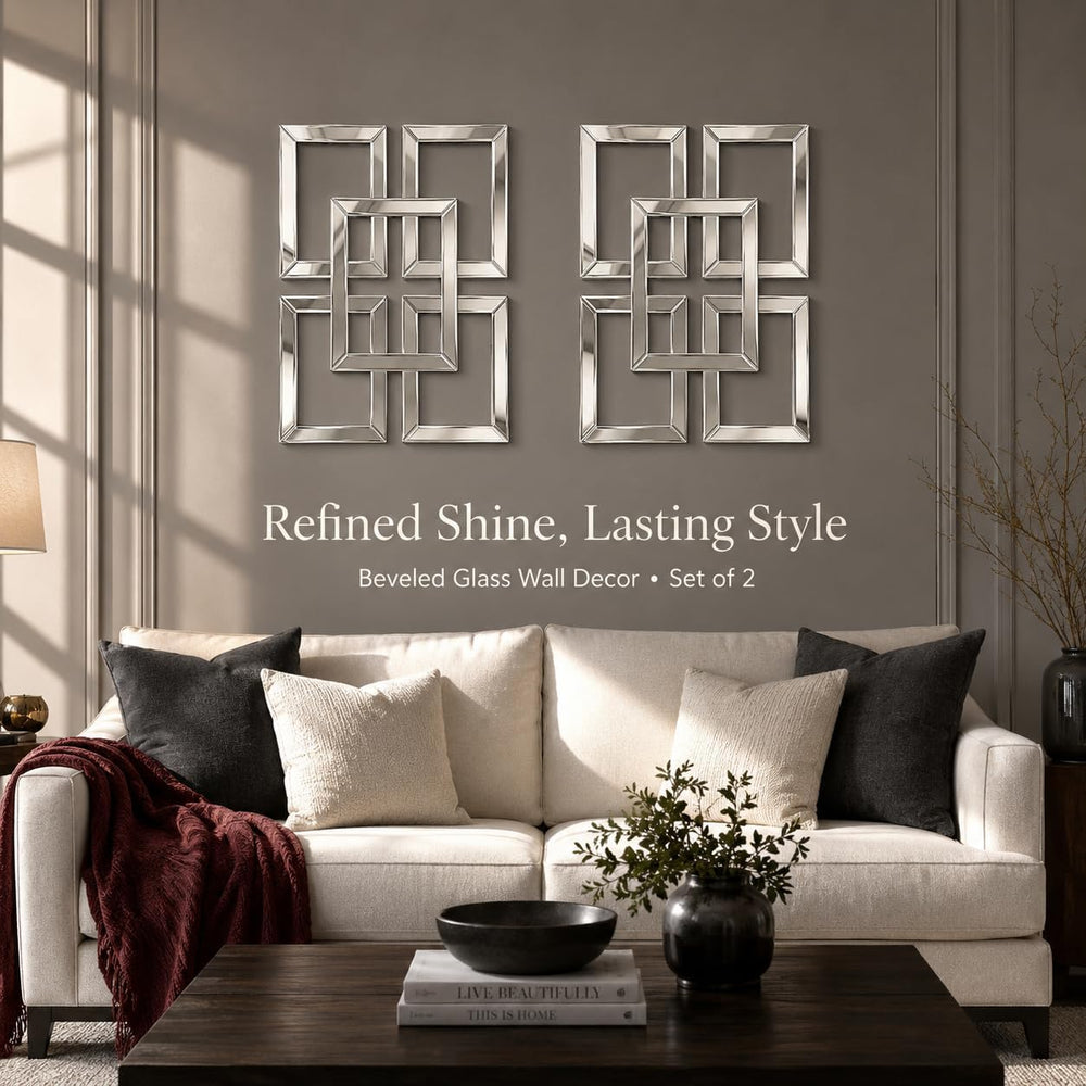 Square Decorative Wall Mirror 13 x 17 Inch, Silver Frameless Mirror Wall Deco...