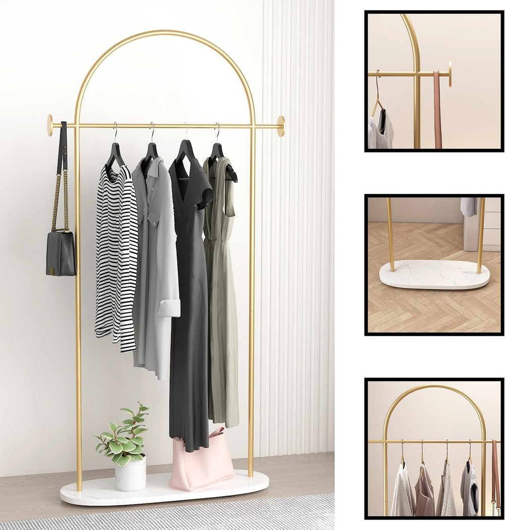 Gold Clothing Rack, Modern Clothes Rack with Shelf, Heavy Duty Freestanding C...