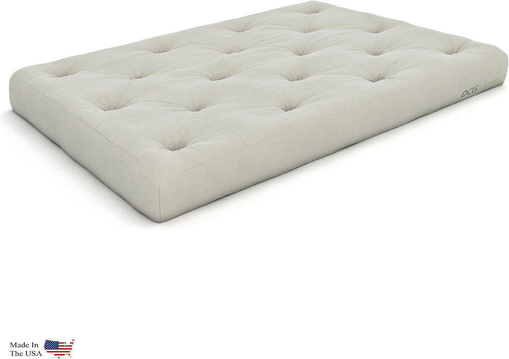 Queen Size Futon Bed Sofa - (Natural Hardwood Frame and Ivory Mattress Set), ...