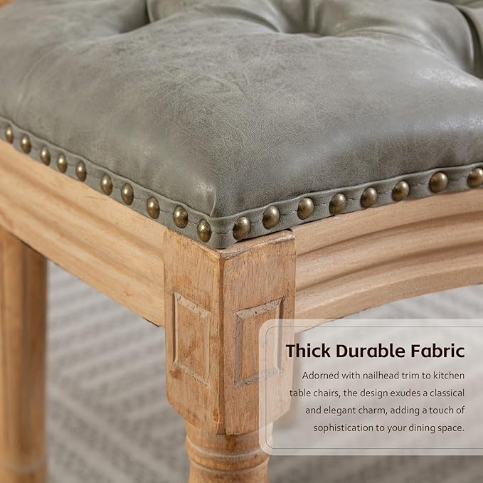 PU Leather Upholstered Dining Chairs Set of 2 French Country Round Back Kitch...