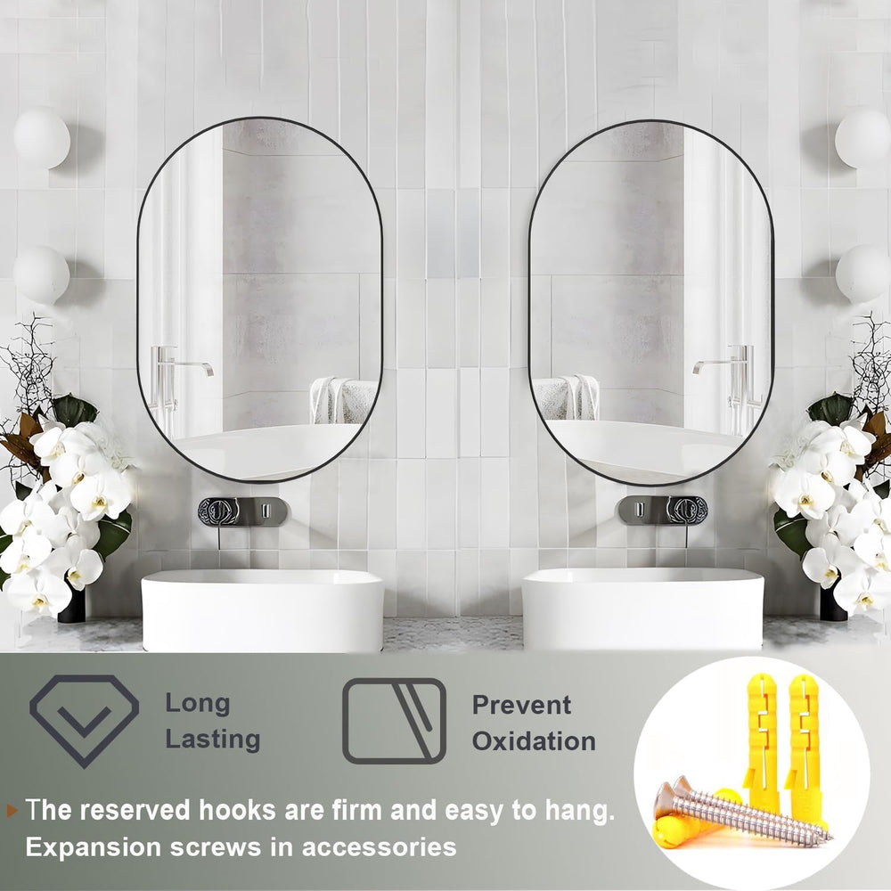 Oval Bathroom Mirror Capsule Wall Vanity Mirror, 2 Pieces 20"x30" P...