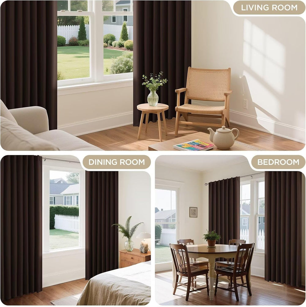 Joydeco Blackout Curtains 96 Inches Long for Bedroom, Thermal Insulated Black...
