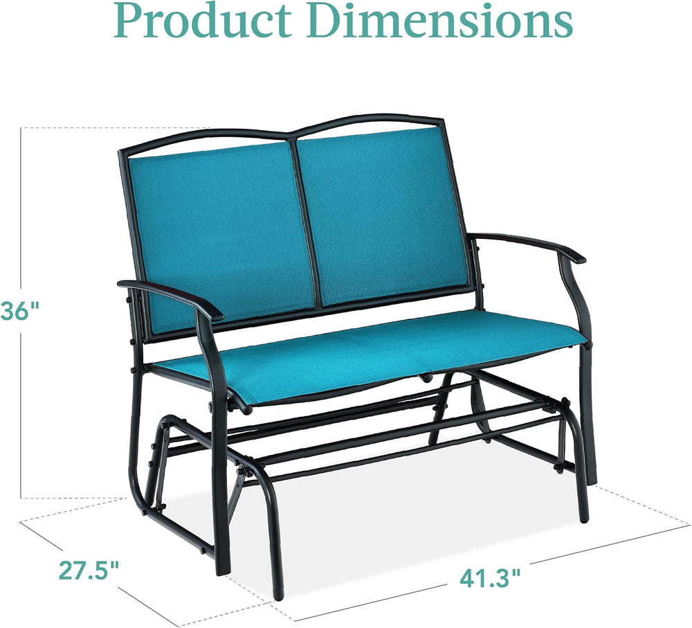 Best Choice Products 2-Person Outdoor Patio Swing Glider Steel Bench Loveseat...