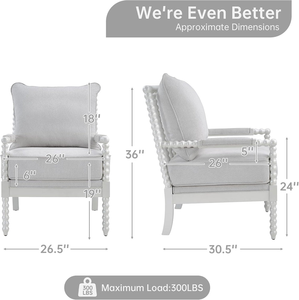 Morden Fort Spindle Accent Chair, Solid Wood Frame, Mid Century Modern Spindl...