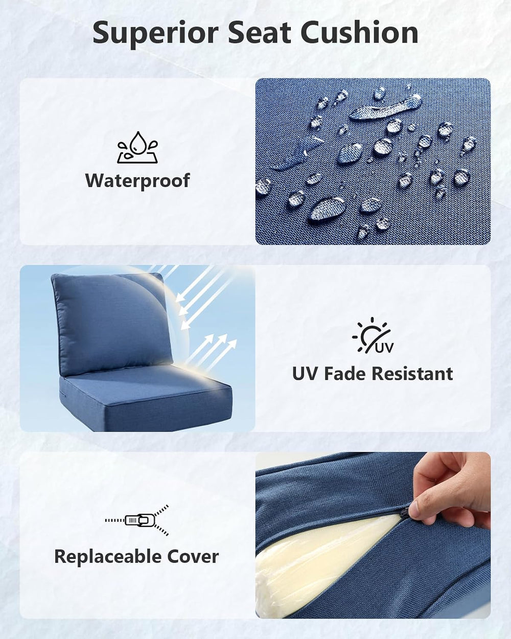 6" Thick Outdoor Cushion, 22"*24"*6" Patio Furniture Cush...