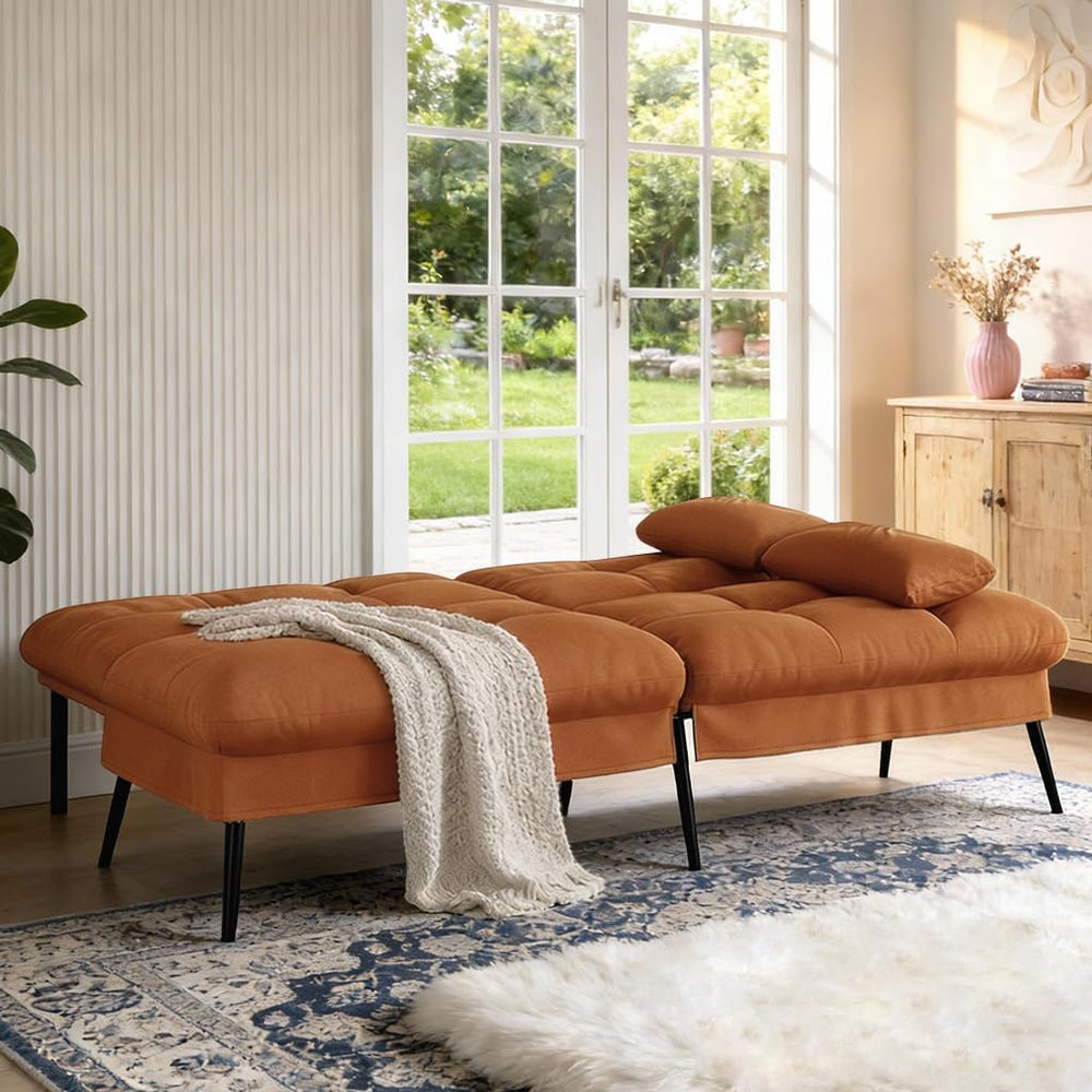 COMHOMA 72โณ Futon Sofa Bed, Sleeper Sofa with Adjustable Backrest, Brown