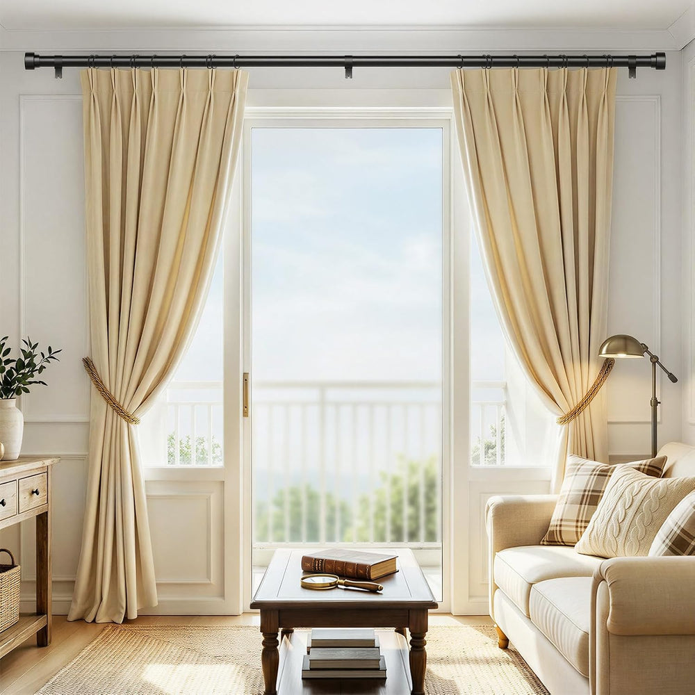 IFELS 2 Pack Heavy Duty Curtain Rods for Windows 28 to 48 Inch, 1 Inch Black ...