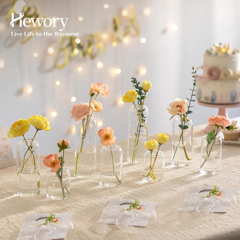 Hewory Glass Bud Vases for Flowers: 20PCS Modern Clear Small Vases Bulk