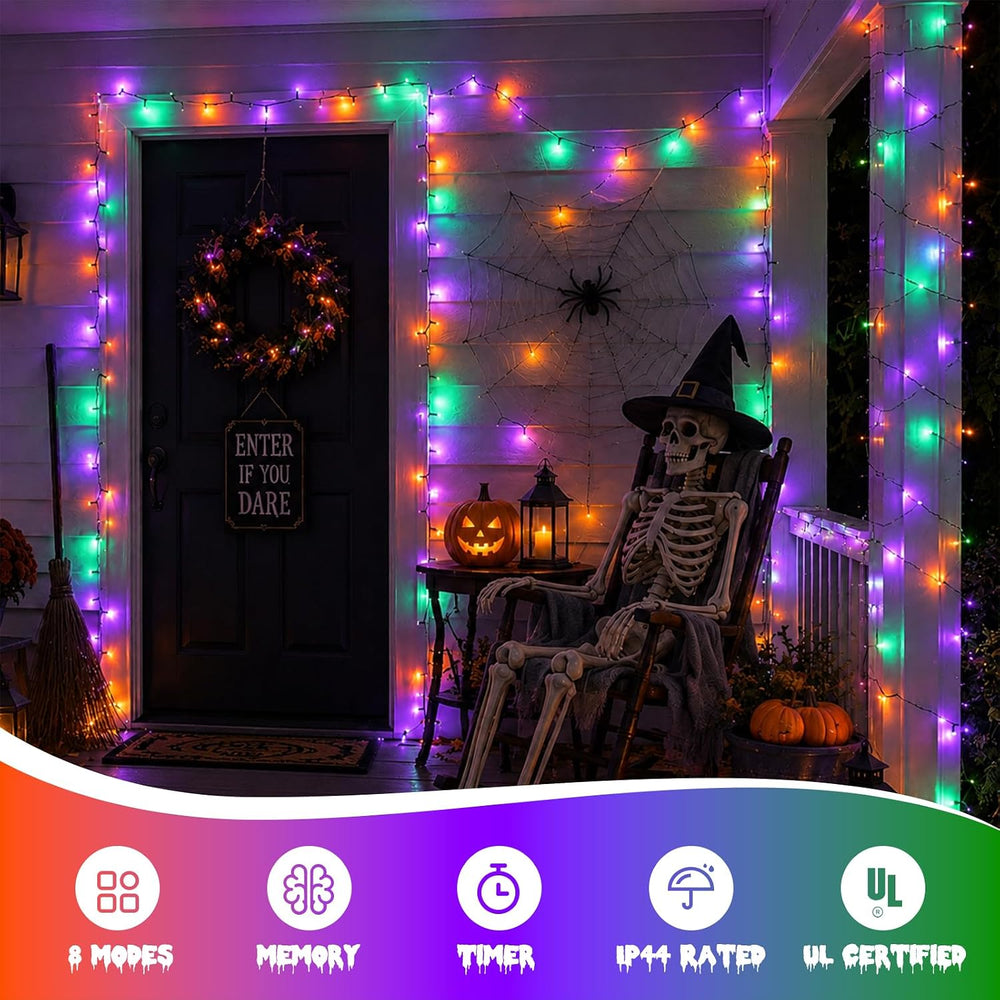 YEGUO Orange Purple Green Halloween Lights Outdoor Waterproof - 165ft 500 LED...