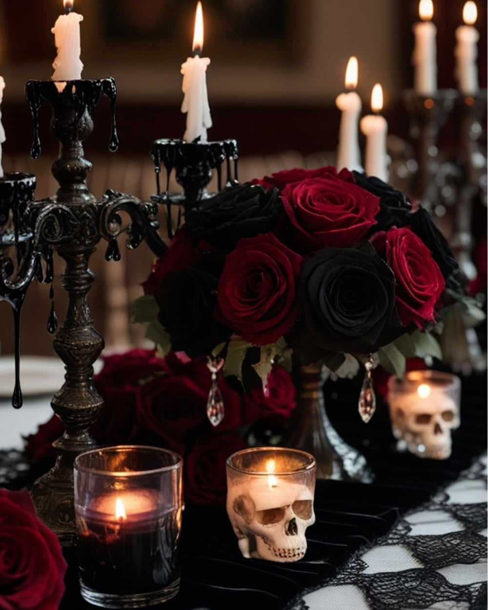 Coferset 50pcs Velvet Artificial Roses Flowers in Bulk,Black