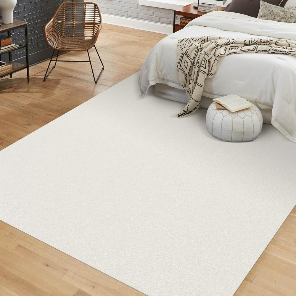 Beige Vinyl Floor Mat for Home, 3'×5' Waterproof Area Mat for Lving Room