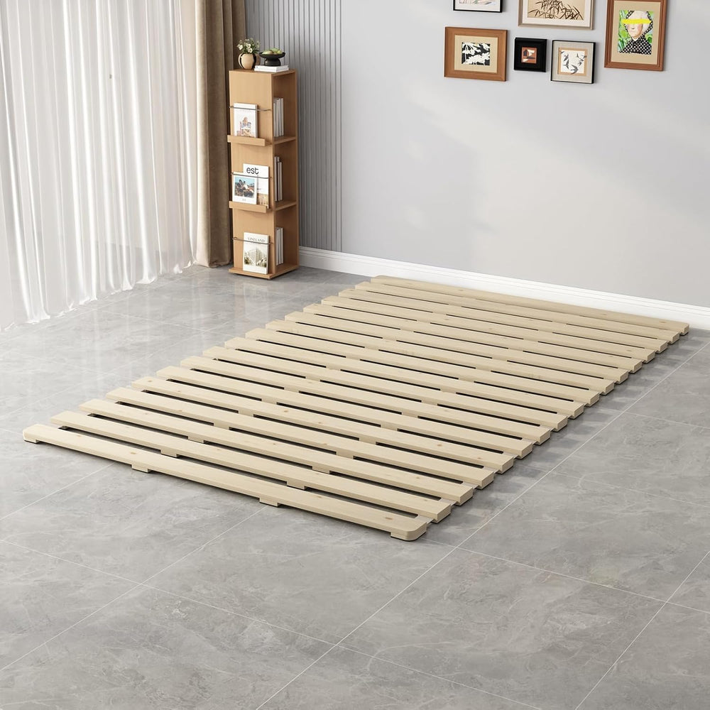 Japanese Futon Frame, Queen Size Low Profile Floor Bed Base for Tatami