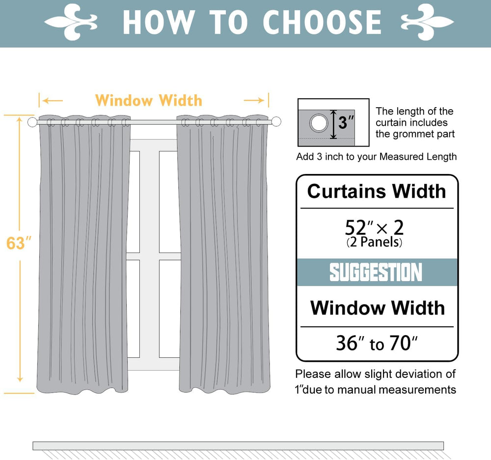 ChrisDowa Linen Blackout Curtains 63 Inch Length 100% Blackout Curtain