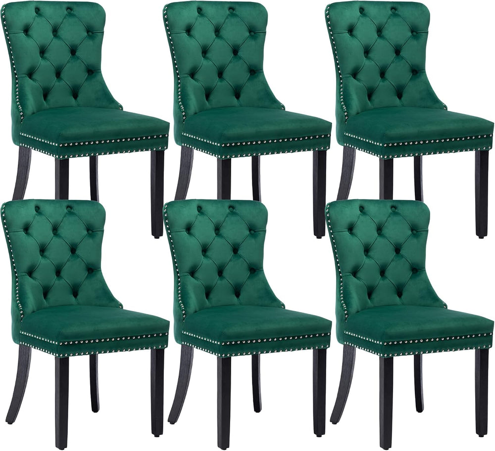 KCC Velvet Dining Chairs Set of 6, Upholstered High-end Tufted Dining Room Ch...