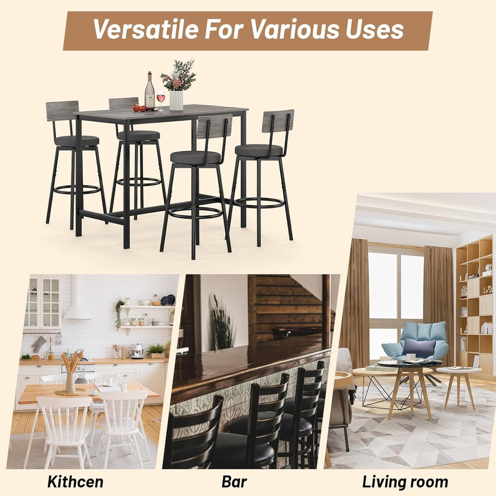 Zevemomo Dining Table Set for 4, 5-Piece Bar Table Set, Kitchen Table and Cha...