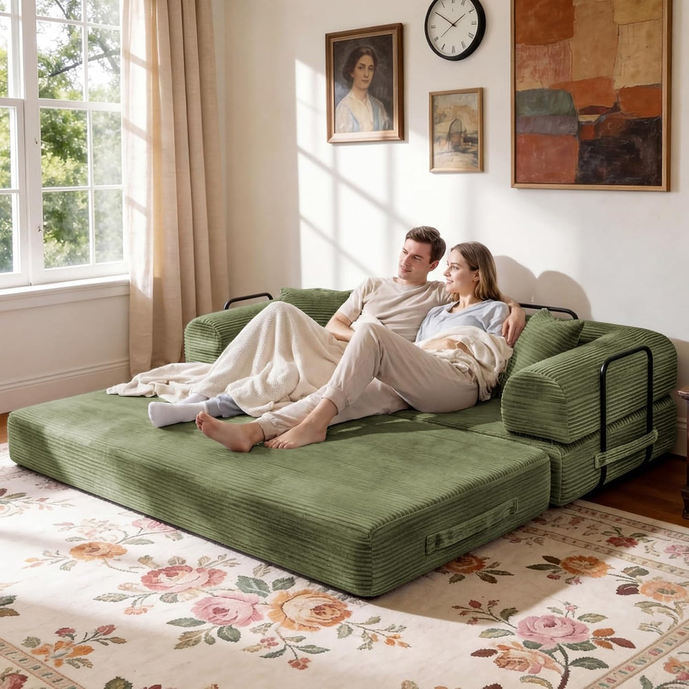 79" Memory Foam Sofa Bed, Convertible Futon Boneless Couch for Living Room