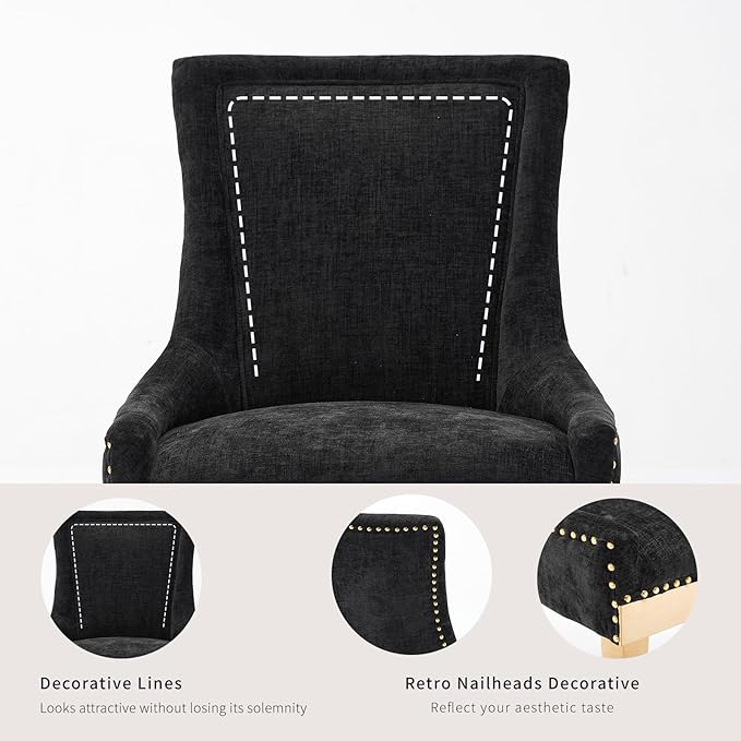 Dining Chairs Set of 2, Kitchen & Dining Room Chairs, Chenille Fabric Uph...