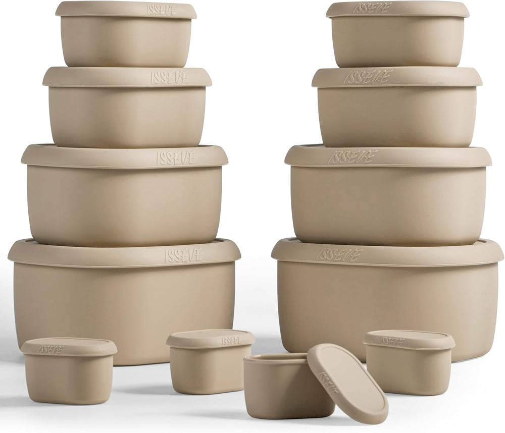 ISSEVE 12Pcs/Set Nesting Silicone Food Storage Containers