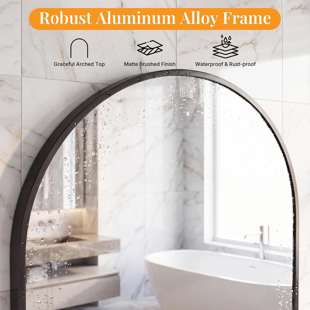 Sweetcrispy 30"x38" Arched Bathroom Mirror, Bathroom Mirrors for Ov...