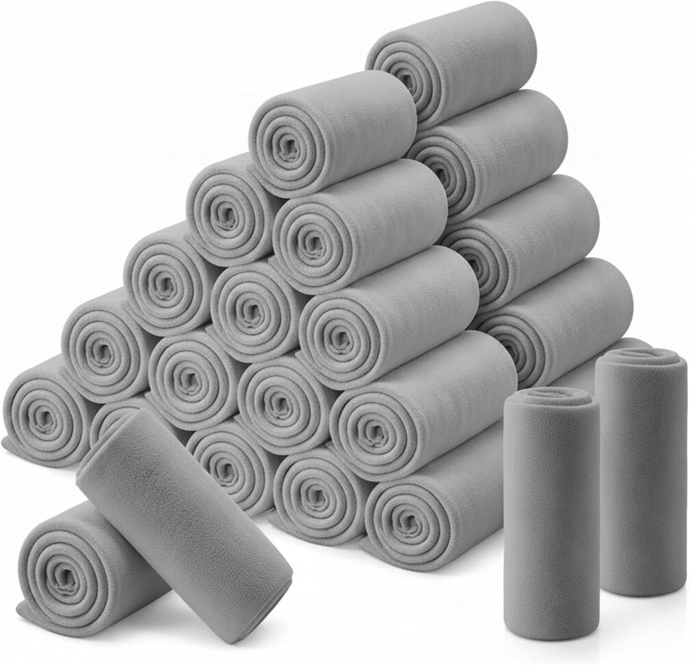 Newwiee 100 Pcs Bulk Fleece Throw Blankets 50x60 Inch, Gray
