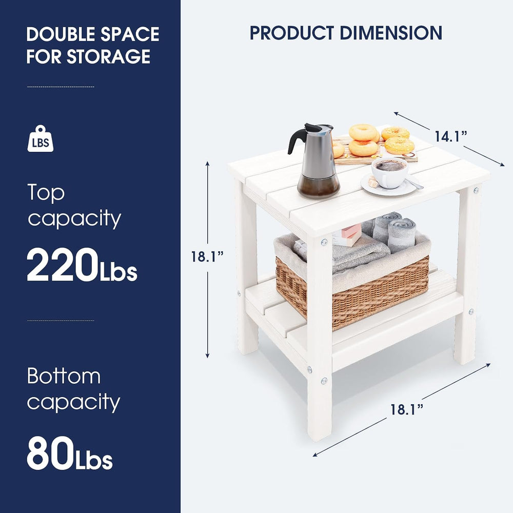 KINGYES Double Side Table, Adirondack End Table- White