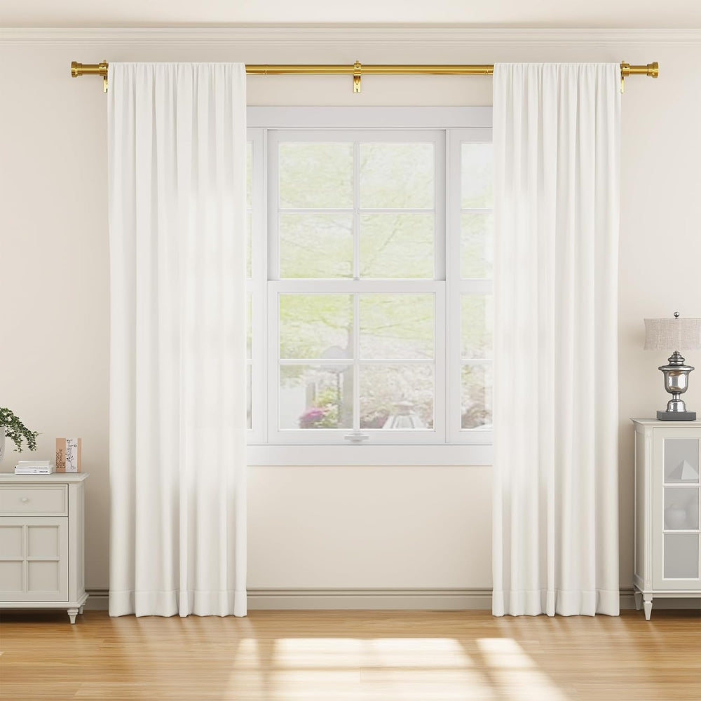 YaFex Warm Gold Curtain Rods 32-114 Inch, 1 Inch Diameter Heavy Duty