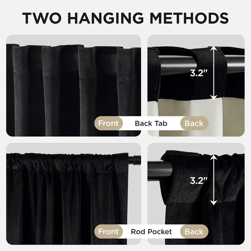 Joydeco Velvet Blackout Curtains 84 Inch Length 2 Panels, Black Out Curtains ...