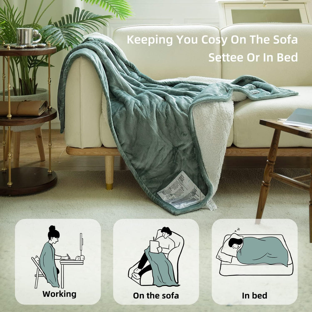 GOTCOZY Heated Blanket-Soft Plush Electric Blanket 50"X60"(Green)