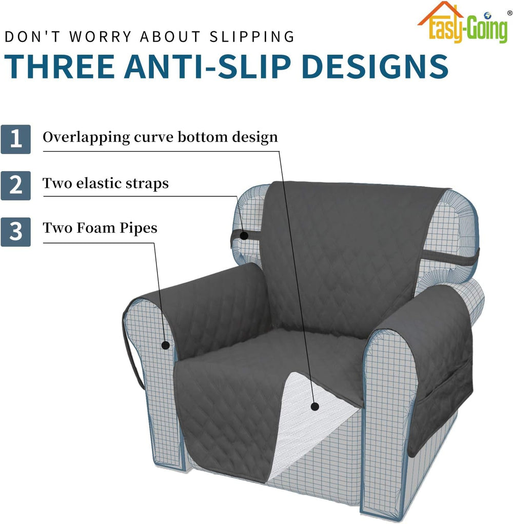 Easy-Going Waterproof Non-Slip Couch Cover, Medium Loveseat, Dark Gray