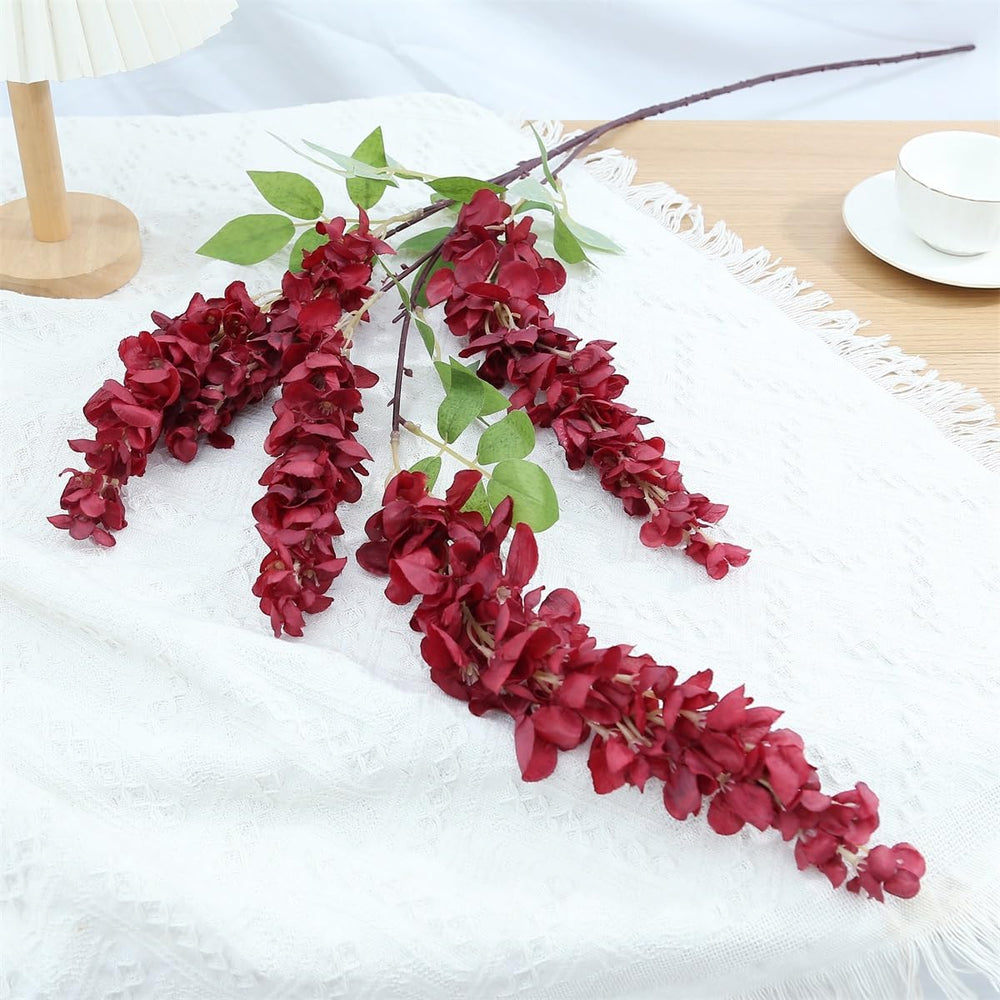 4pcs 47.2in Artificial Fake Wisteria Hanging Flower Garland Silk(crimson)