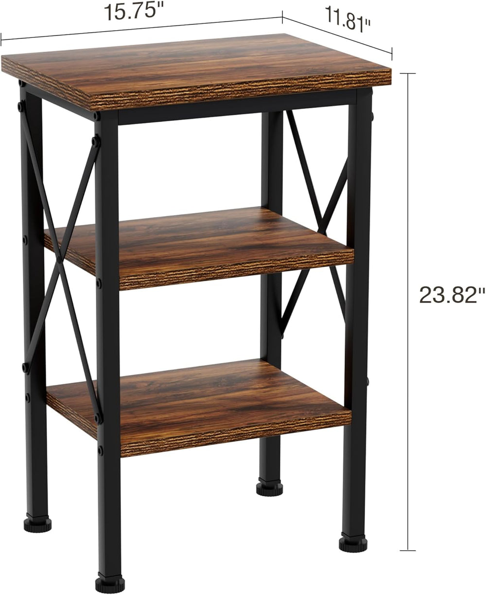 VECELO End Side Table Night Stand,X-Design with Storage Shelf for Bedroom,Liv...