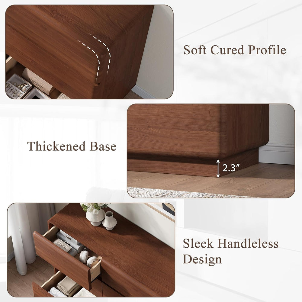 YANSNWO Walnut 9 Drawer Dresser for Bedroom, 63" Wide Chest of Drawers
