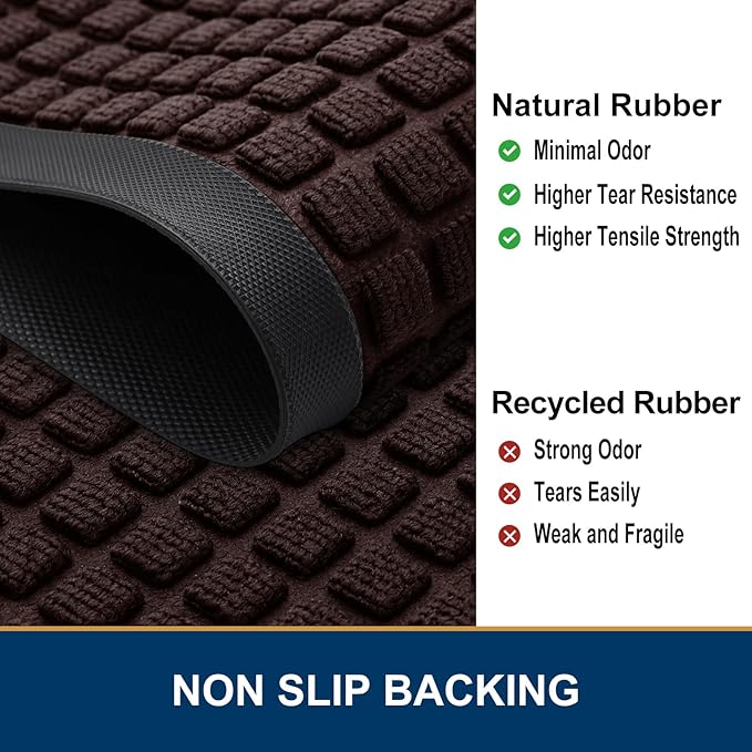 Smiry Front Door Mat Outside Entrance, Heavy Duty Natural Rubber Doormat