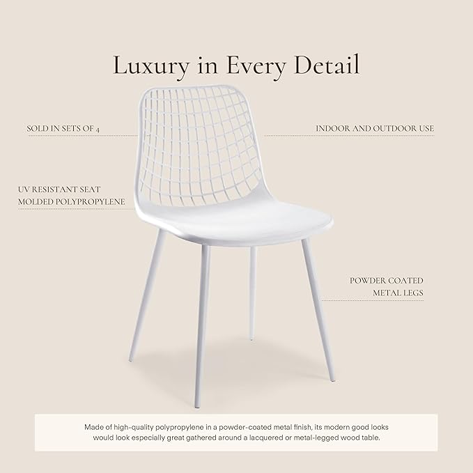 Poly & BARK Marais Modern Dining Chairs Set of 4 – Mid Century Modern Pla...