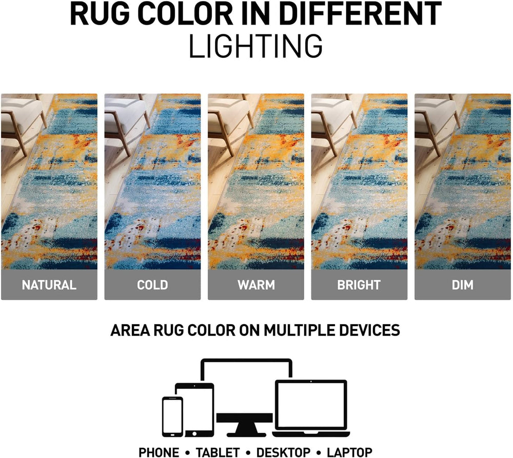 Rugshop Abstract Fade-Resistant Living Room Area Rug Multi 7'10" x 1...
