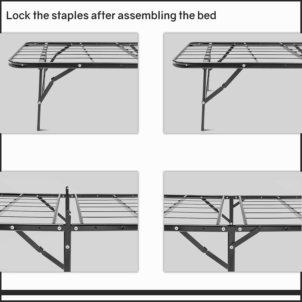 Nutan, 14-Inch Foldable Metal Platform Bed Frame with Tool Free Setup, Sturdy...
