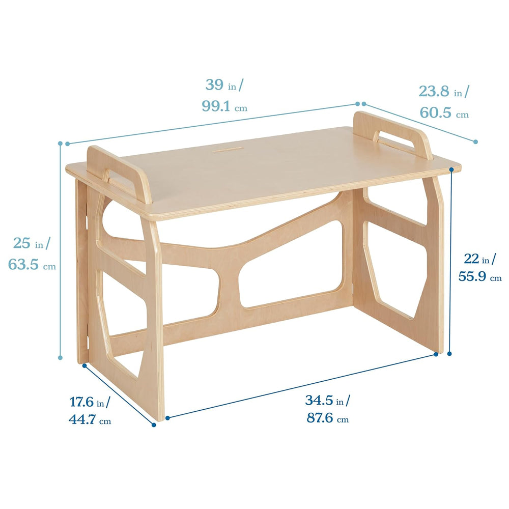 ECR4Kids Wooden StudyStation Student Writing Desk, Montessori Furniture, Natural