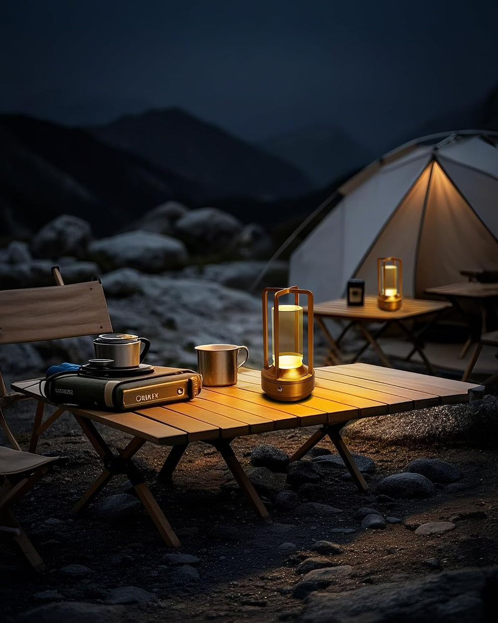 Set of 2 Cordless Table Lamps Rechargeable LED Desk Lamps Gold