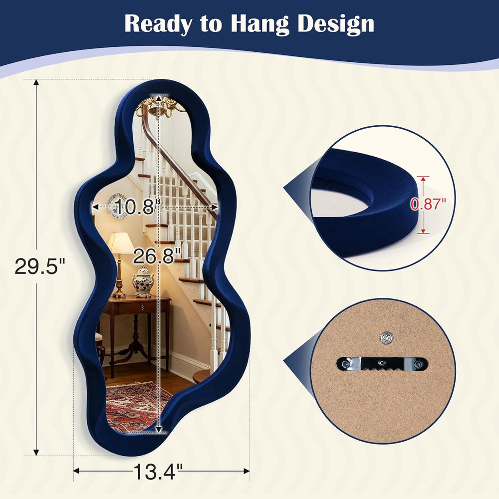 Living Room Mirrors for Wall Decor,13.8x29.7 Cloud Mirror,Dark Blue