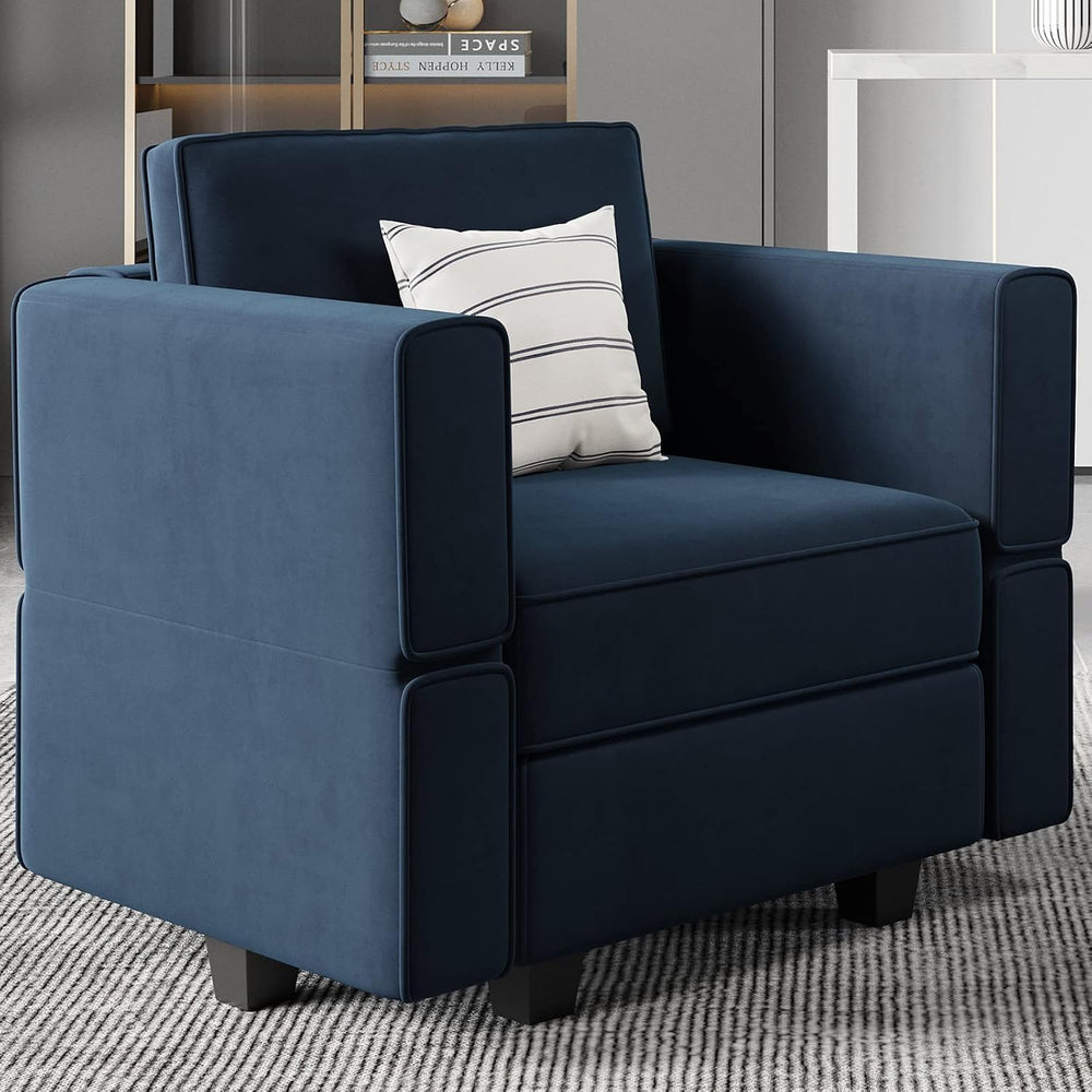 Belffin Modular Sectional Arm Accent Chair with Storage Seat Velvet Armchair ...