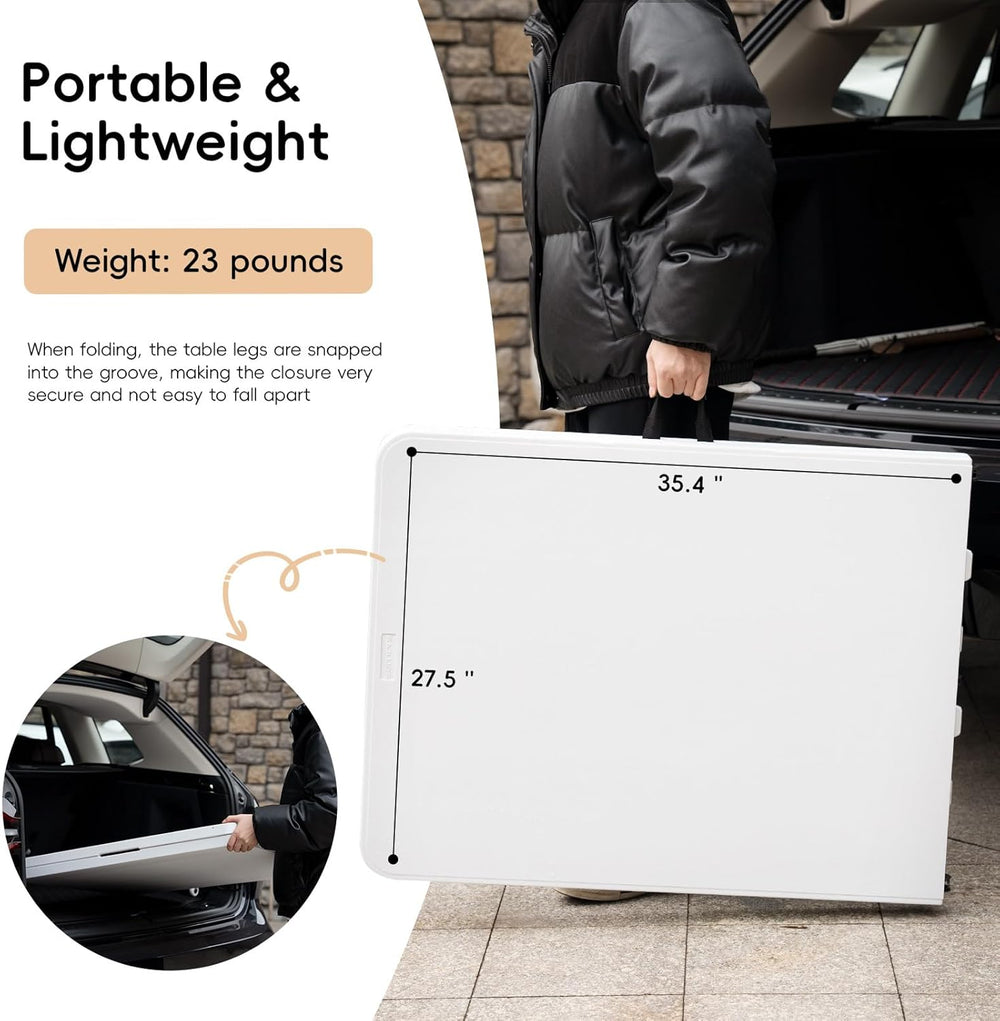 pollilar 6FT Folding Table Plastic 6 Foot Foldable Table HDPE Portable Banque...
