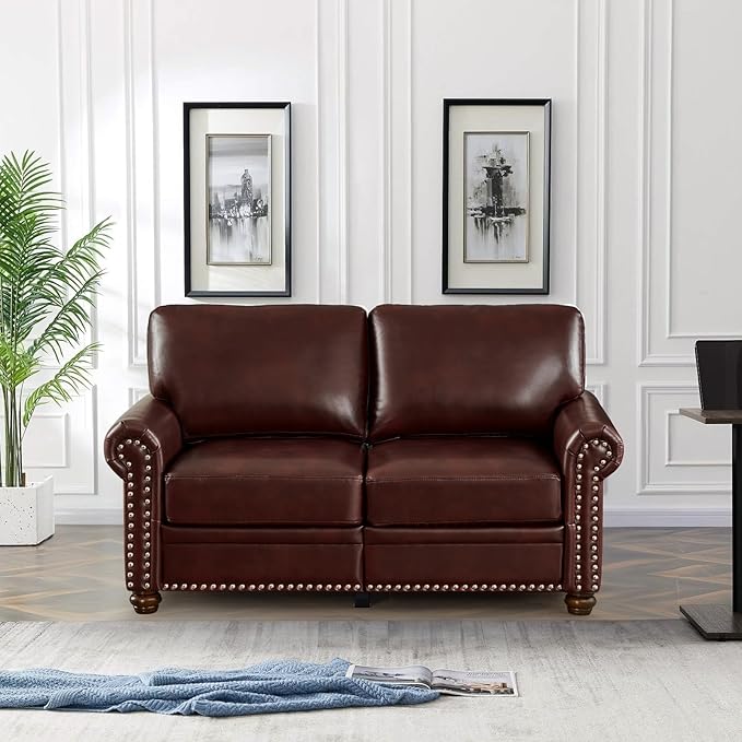 2 Piece Faux Leather Sofa Set,Modern Chair and Loveseat Sets with Storage,Mid...