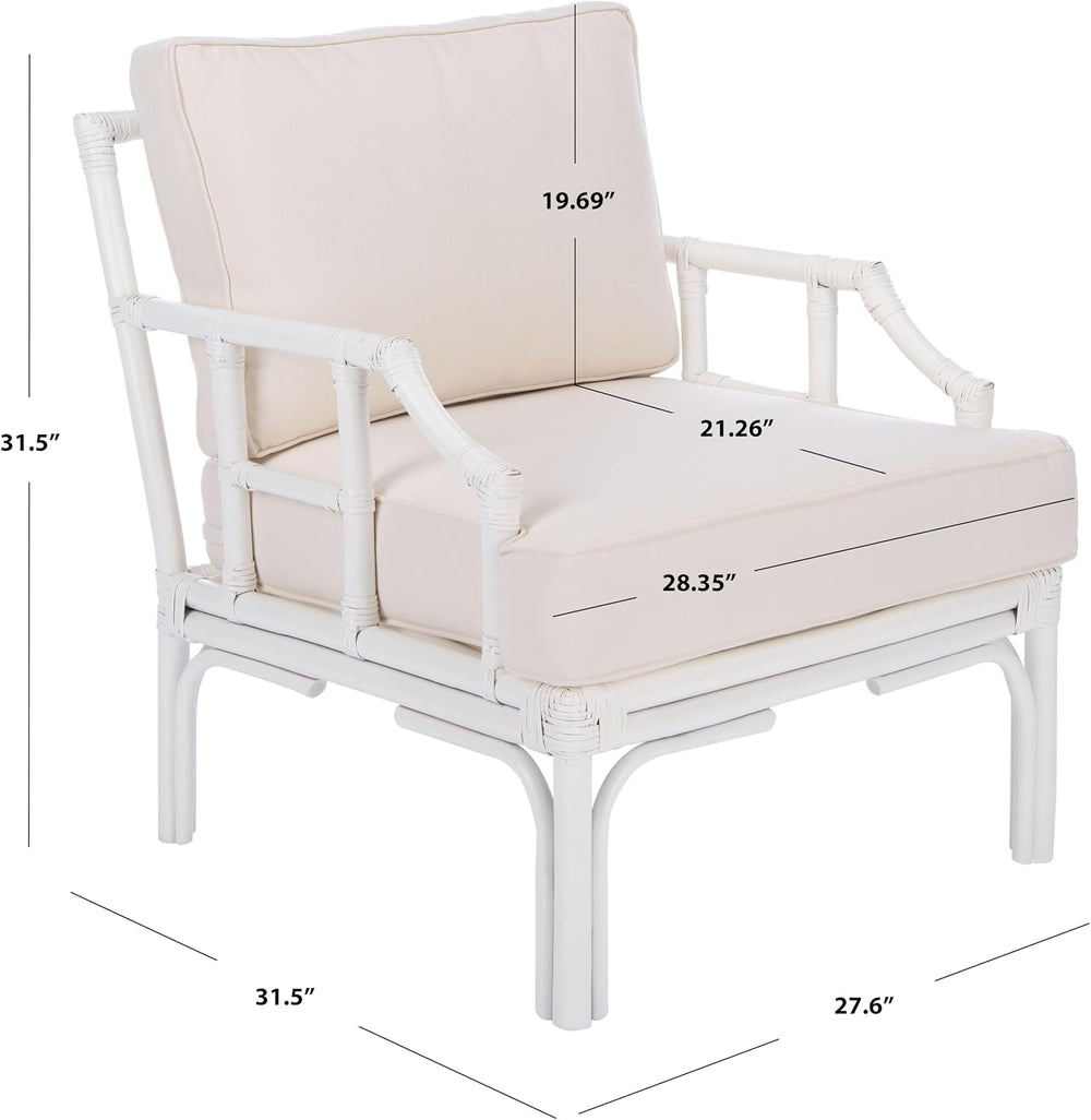 SAFAVIEH Kazumi Rattan Accent Chair, 31.5" White ACH6508A